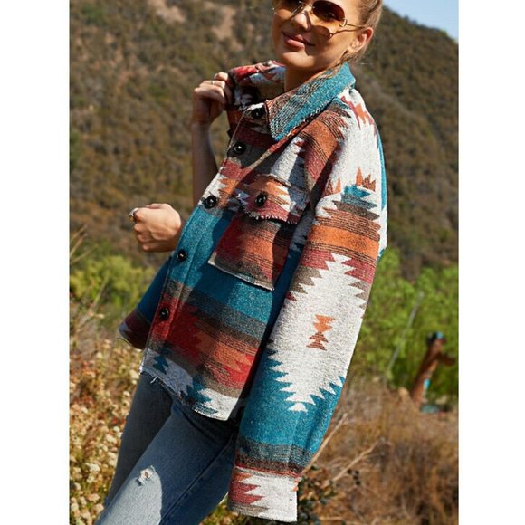 SOLD OUT Plus Size Aztec Tribal Yellowstone Shirt Jacket Shacket - Picture 3 of 11